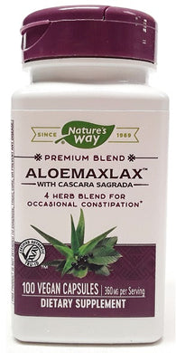 AloeMaxLax with Cascara Sagrada 100 Vegan Capsules by Nature's Way