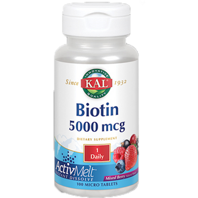 Biotin 5000 mcg Mixed Berry 100 tablets by KAL