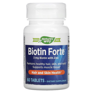 Biotin Forte 3 mg with Zinc 60 tablets by Natures Way