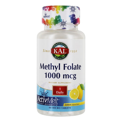 Methyl Folate 1,000 mcg Lemon 60 veg tablets by KAL