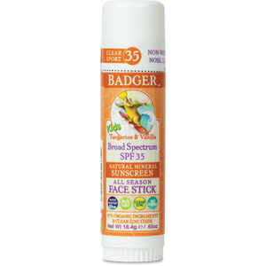 Badger Kids  Natural  Sunscreen Face Stick, SPF 35 Tangerine & Vanilla 0.65 oz