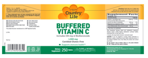Country Life Buffered Vitamin C 1000 mg 250 Tablets