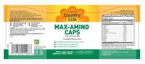Max Amino 180 Vegetarian Capsules by Country Life