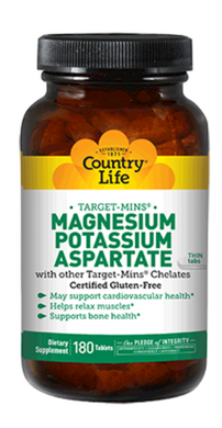Country Life Magnesium Potassium Aspartate 180 Tablets