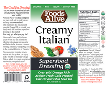 CreamyItalian Superfood Dressing 8 fl oz by Foods Alive