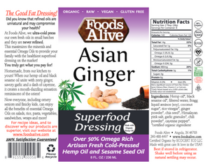 Asian Ginger Superfood Dressing 8 fl oz by Foods Alive