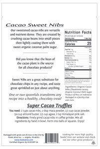 Organic Sweet Cacao Nibs 8 oz by Foods Alive
