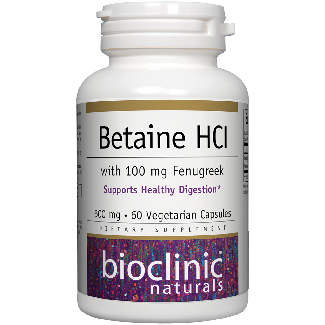 Betaine HCL w/ Fenugreek 60 veg capsules by Bioclinic Naturals