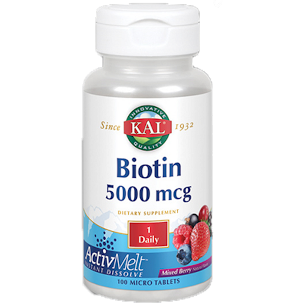 Biotin 5000 mcg Mixed Berry 100 tablets by KAL