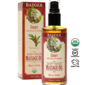 Deep Tissue Massage Oil w/Ginger 4 oz by Badger