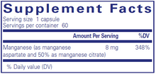 Manganese (aspartate/citrate) 60 Capsules by Pure Encapsulations