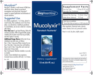 Allergy Research Group  Mucolyxir 12 ml  0.4 oz
