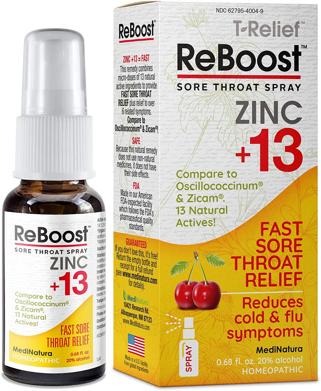 Reboost Throat Spray Zinc+13 Cherry 0.68 fl oz Spray by MediNatura