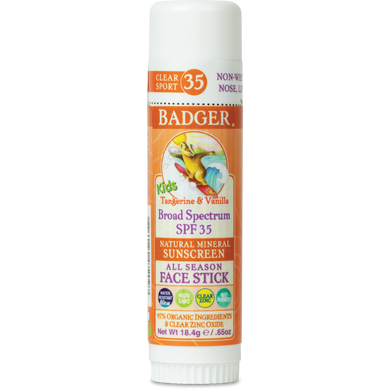 Badger Kids  Natural  Sunscreen Face Stick, SPF 35 Tangerine & Vanilla 0.65 oz
