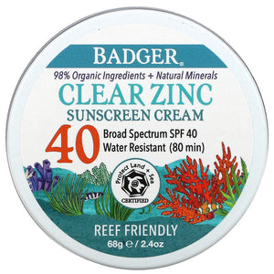 SPF 40 Clear Zinc Sunscreen 2.4 oz by Badger