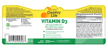 Country Life Vitamin D3 5000 IU 200 Gels