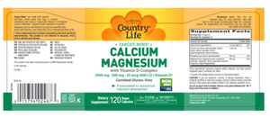Calcium Magnesium w/ D 120 Vegetable Capsules by Country Life
