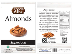 Organic Almonds 12 Servings by Foods Alive