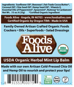 Herbal Mint Lip Balm .15 oz by Foods Alive