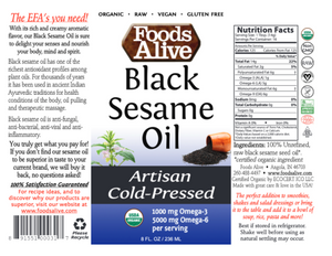 Black Sesame Seed Oil Organic 8 fl oz by Foods Alive