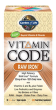 Vitamin Code Raw Iron 30 Vegan Capsules by Garden of Life