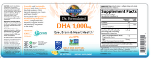 Dr. Formulated DHA 1000 mg 30 Soft Gels by Garden of Life