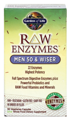 RAW Enzymes Men 50 & Wiser 90 Vegan Capsules by Garden of Life