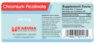 Chromium Picolinate 500 mcg 60 Vegan Capsules by Karuna