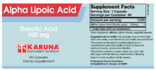 Alpha Lipoic Acid 100 mg 60 Capsules by Karuna