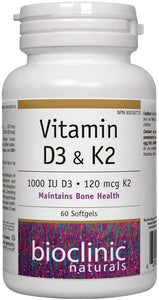 Vitamin D3 & K2 60 Softgels by Bioclinic Naturals