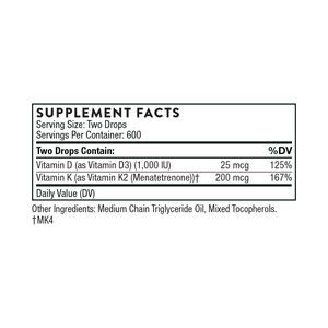 Vitamin D/K2 Liquid - 1 fl. oz by Thorne Research