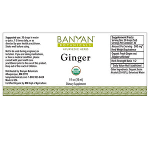 Ginger Liquid Extract 1 oz by Banyan Botanicals